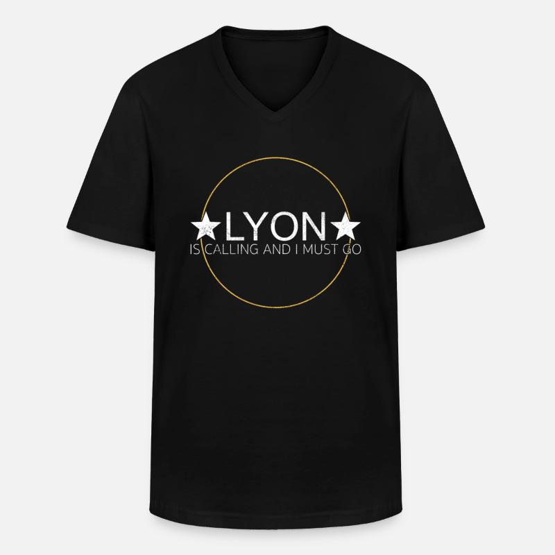 Lyon Spruch - Männer-T-Shirt mit V-Ausschnitt - Schwarz