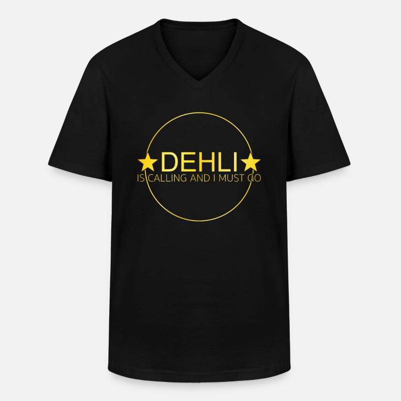 dehli is calling - Männer-T-Shirt mit V-Ausschnitt - Schwarz