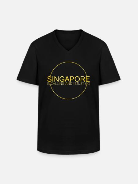 Citation de Singapour - T-shirt col V Homme - noir