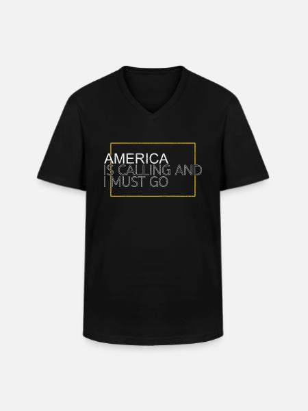 Amérique Dicton - T-shirt col V Homme - noir