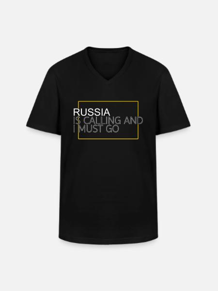 Russia Quote - Men's V-Neck T-Shirt - black