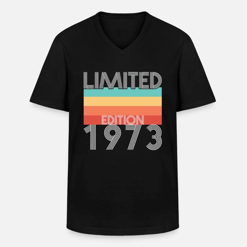 Limited Edition Retro 1973 - Männer-T-Shirt mit V-Ausschnitt - Schwarz
