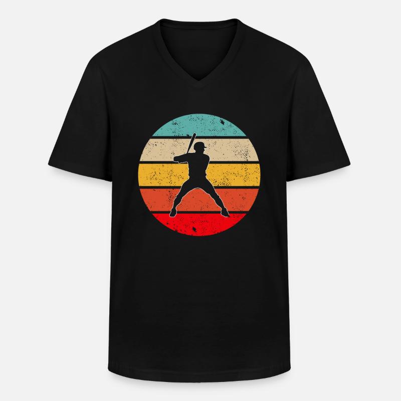 Baseball Retro Logo - Männer-T-Shirt mit V-Ausschnitt - Schwarz