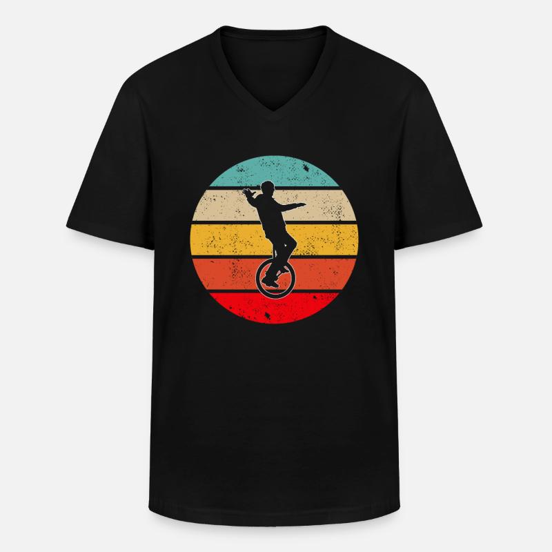 Einrad Retro - Männer-T-Shirt mit V-Ausschnitt - Schwarz
