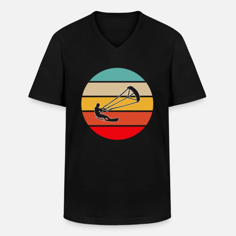Kite Surf Retrò - Maglietta da uomo classica con scollo a V - nero