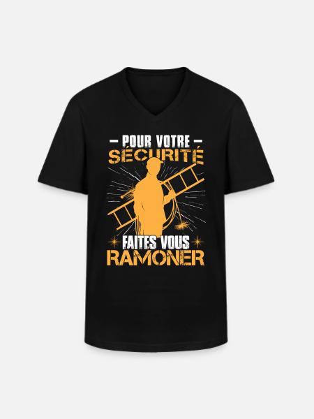 Ramoner Ramoneur Cheminées - T-shirt col V Homme - noir