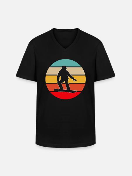 Snowboard Rétro - T-shirt col V Homme - noir