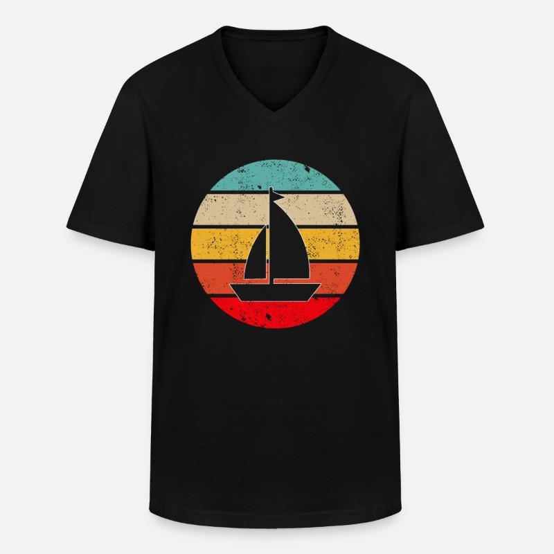 Segeln Retro - Männer-T-Shirt mit V-Ausschnitt - Schwarz