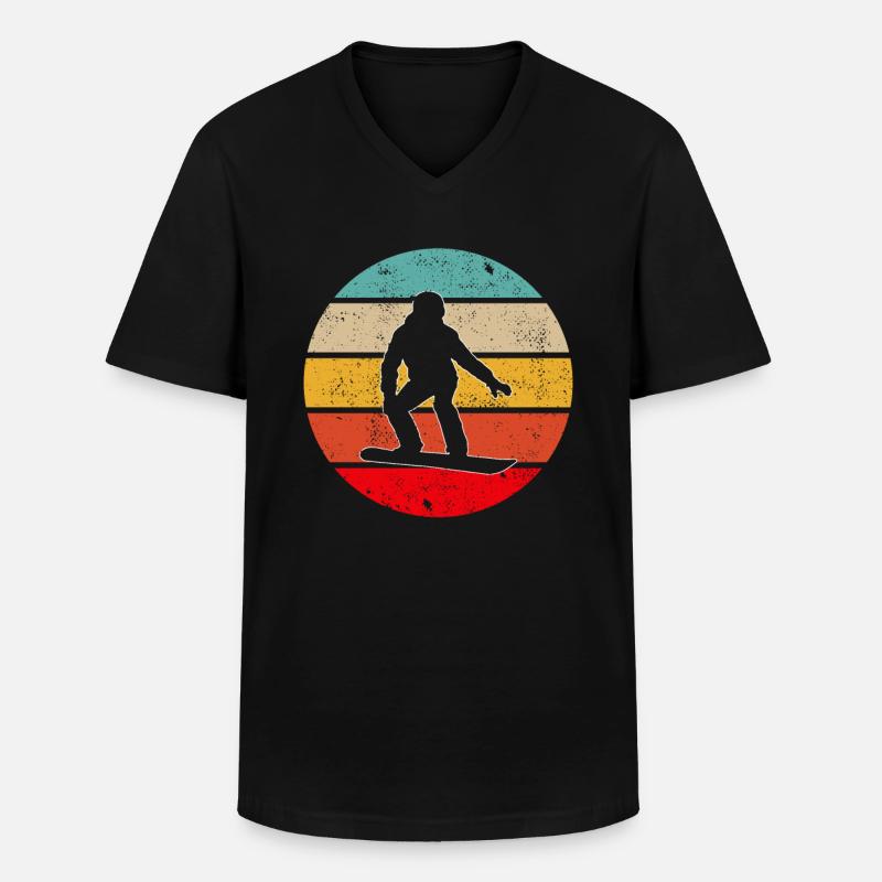 Snowboarding Retro - Männer-T-Shirt mit V-Ausschnitt - Schwarz