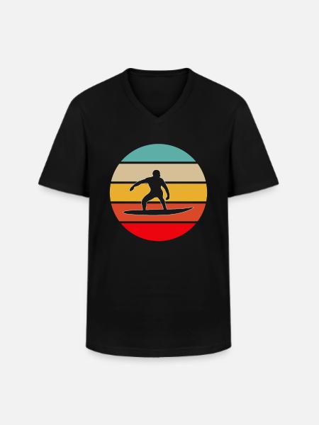 Surfing Retro - Men's V-Neck T-Shirt - black