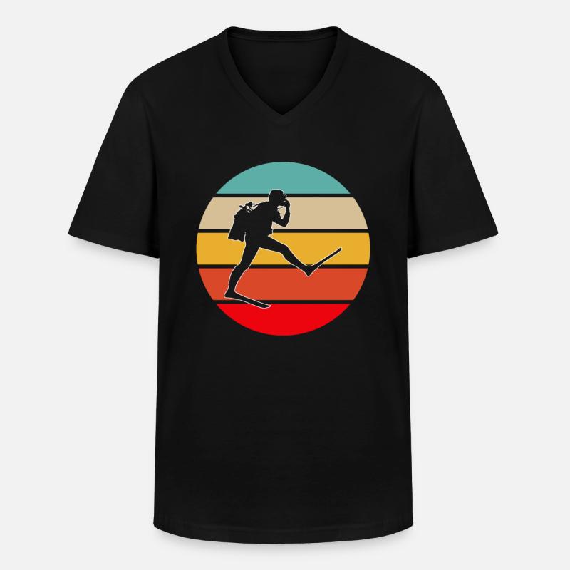 Plongée Rétro - T-shirt col V Homme - noir