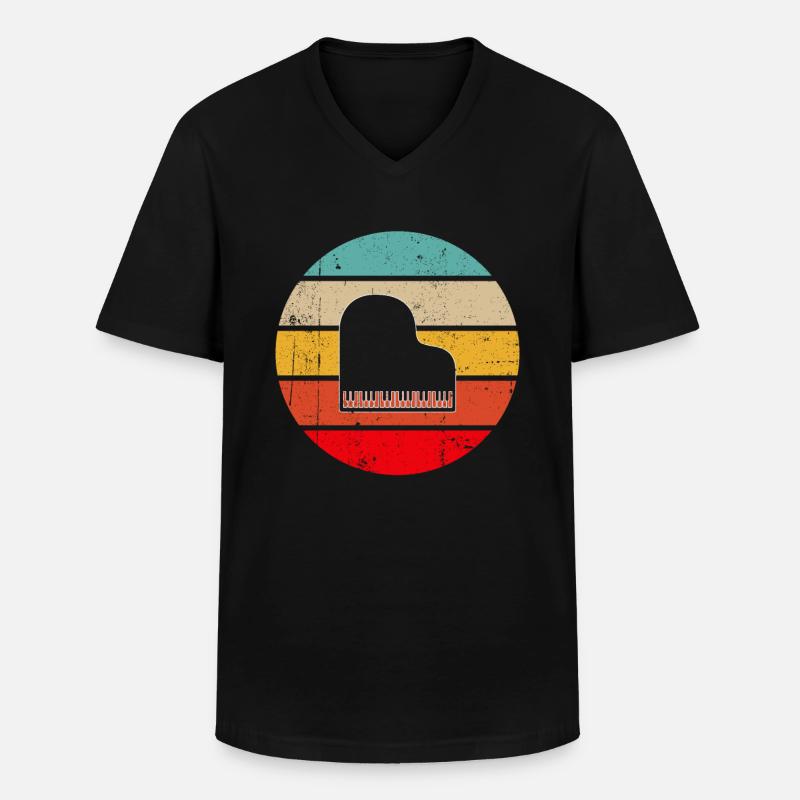 Klavier Retro - Männer-T-Shirt mit V-Ausschnitt - Schwarz