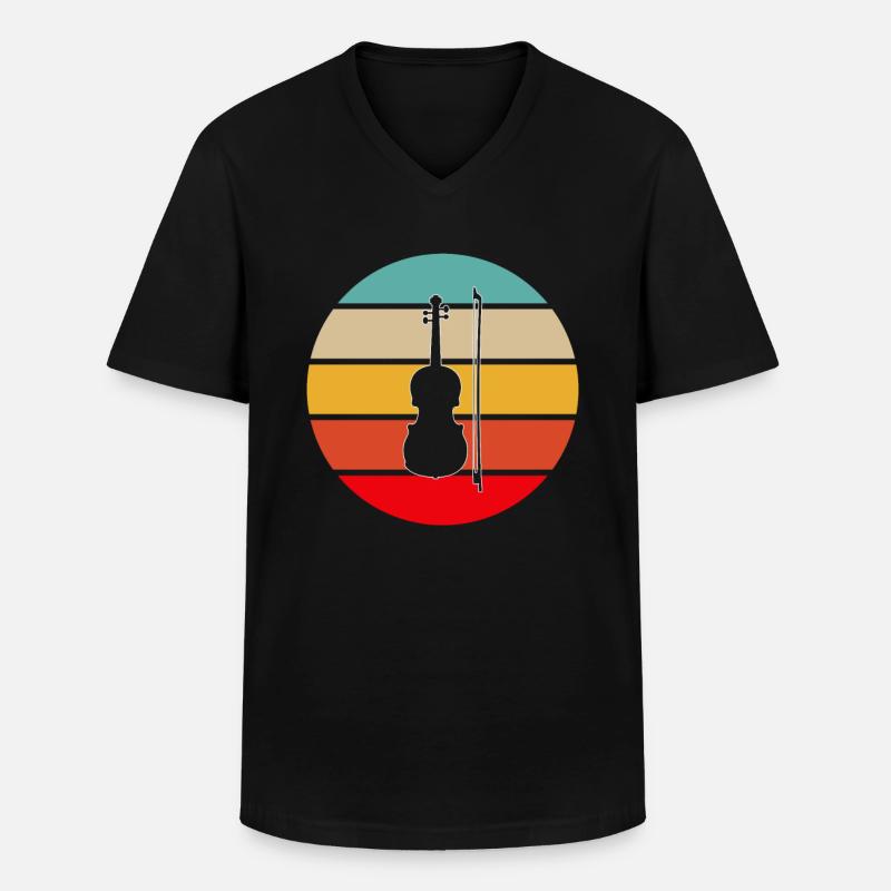 Geige Retro - Männer-T-Shirt mit V-Ausschnitt - Schwarz