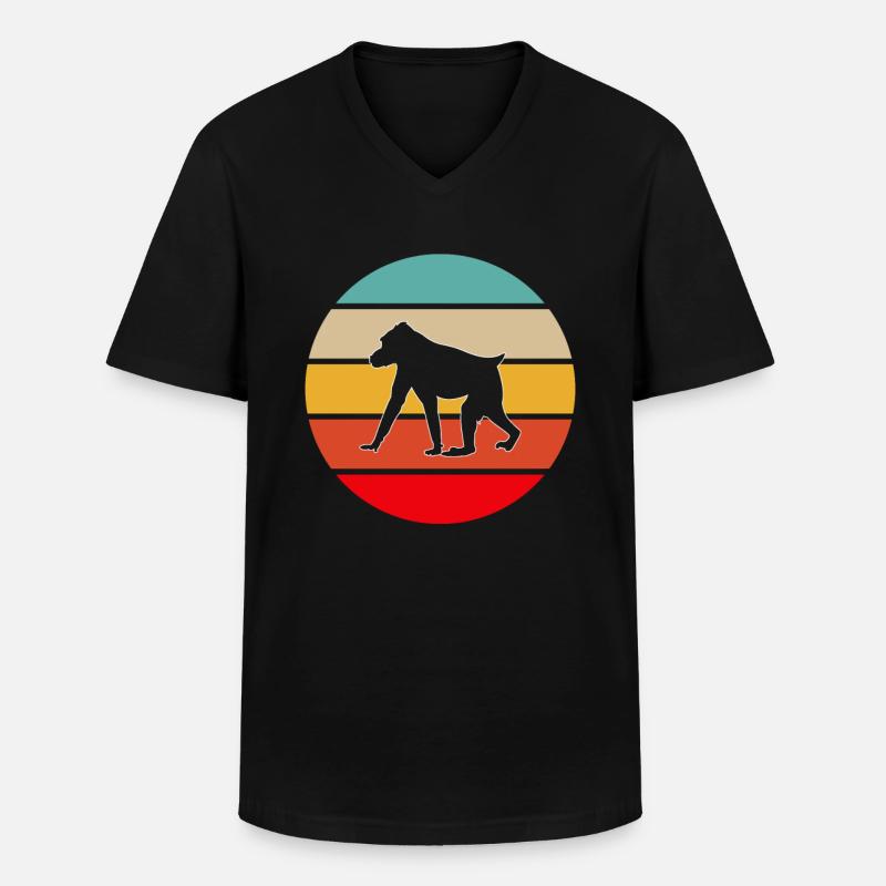 Affe Retro - Männer-T-Shirt mit V-Ausschnitt - Schwarz