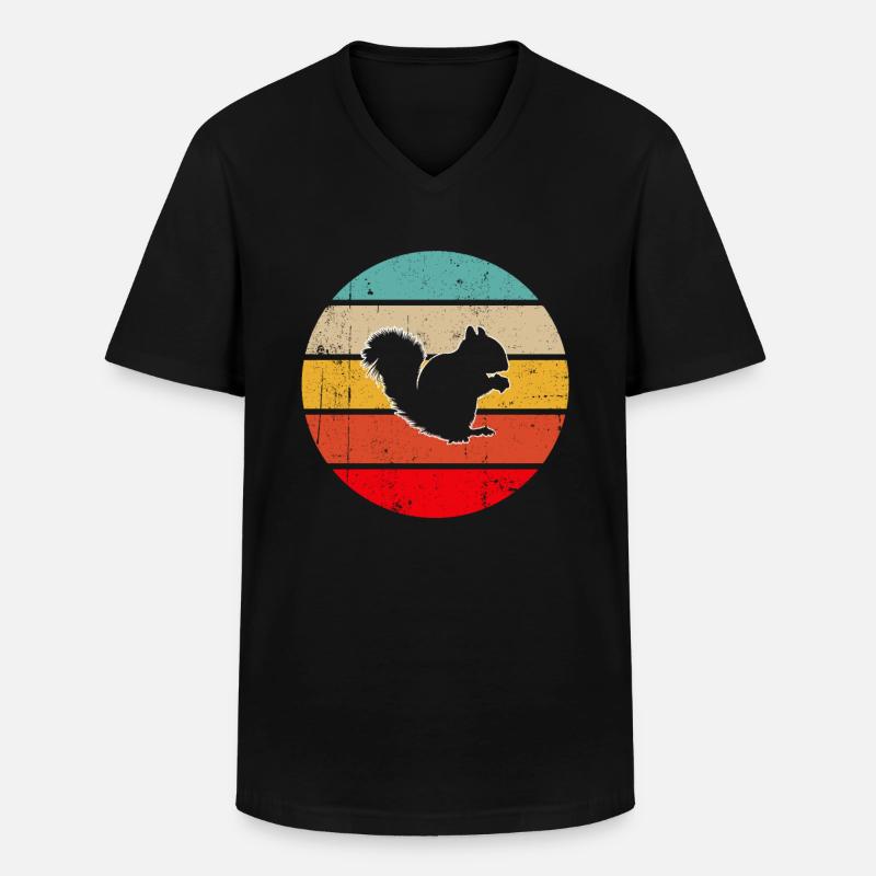 Eichhörnchen Retro - Männer-T-Shirt mit V-Ausschnitt - Schwarz