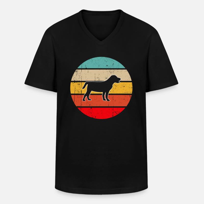 Hund Retro - Männer-T-Shirt mit V-Ausschnitt - Schwarz