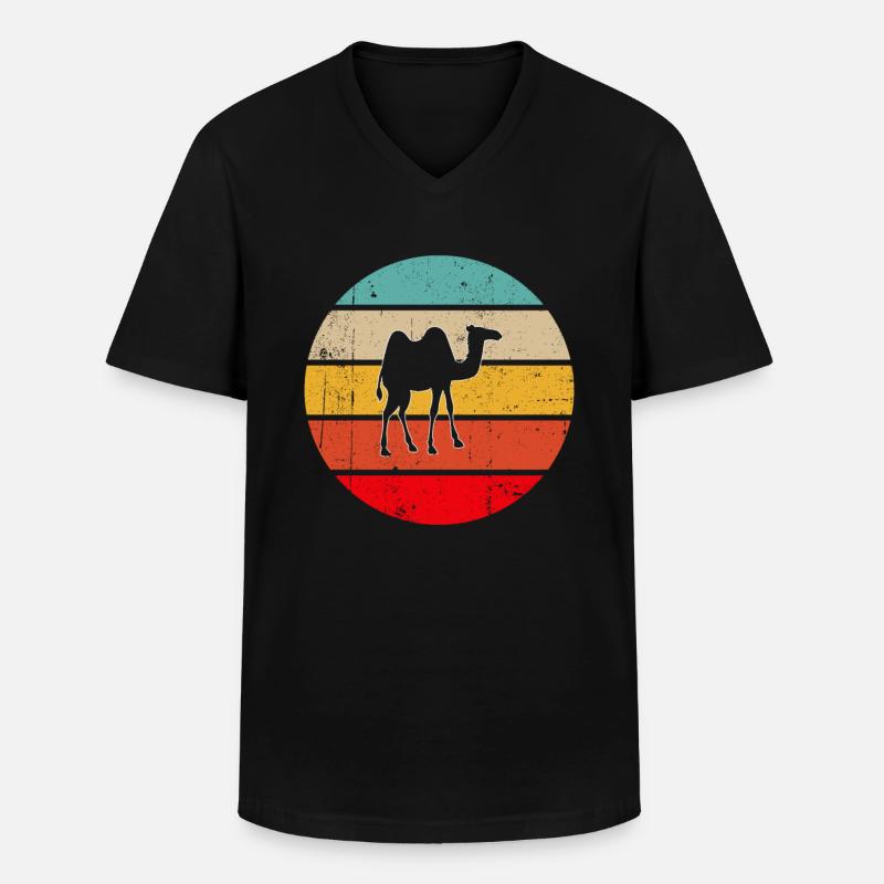 Kamel Retro - Männer-T-Shirt mit V-Ausschnitt - Schwarz