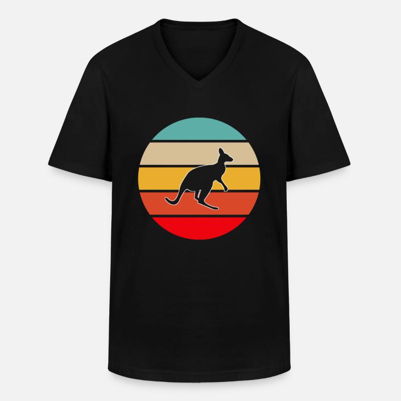 Känguru Retro - Männer-T-Shirt mit V-Ausschnitt - Schwarz