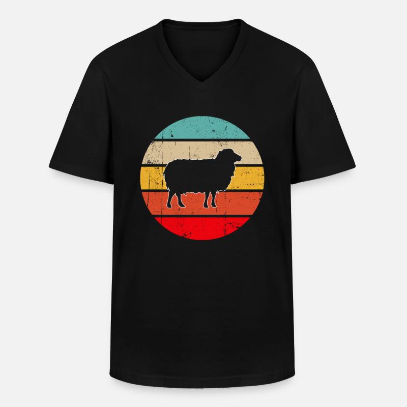 Schaf Retro - Männer-T-Shirt mit V-Ausschnitt - Schwarz