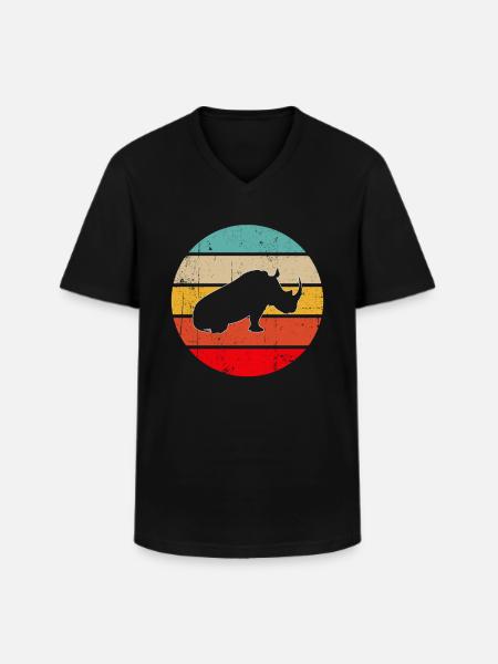 Nashorn Retro - Männer-T-Shirt mit V-Ausschnitt - Schwarz