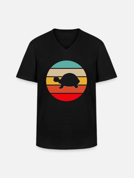 Turtle Retro - Men's V-Neck T-Shirt - black