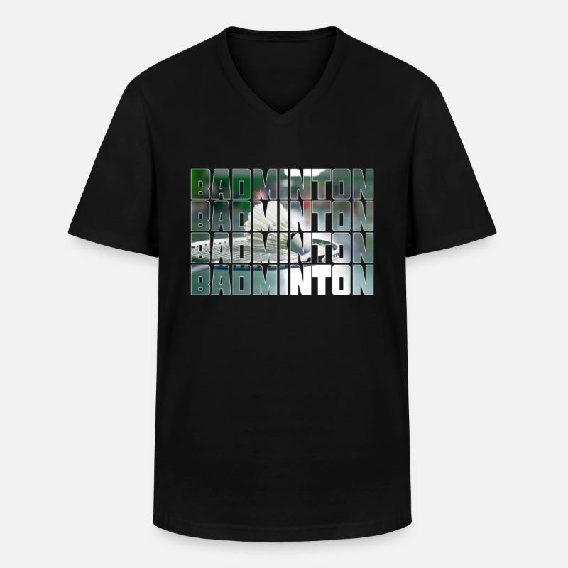 Badminton - Männer-T-Shirt mit V-Ausschnitt - Schwarz