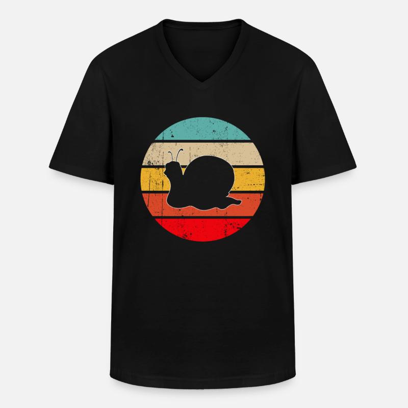 Schnecke Retro - Männer-T-Shirt mit V-Ausschnitt - Schwarz