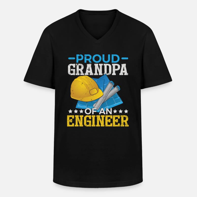 Stolzer Opa eines Ingenieurs - Männer-T-Shirt mit V-Ausschnitt - Schwarz