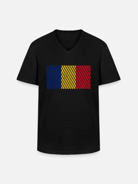 Romania flag - Men's V-Neck T-Shirt - black