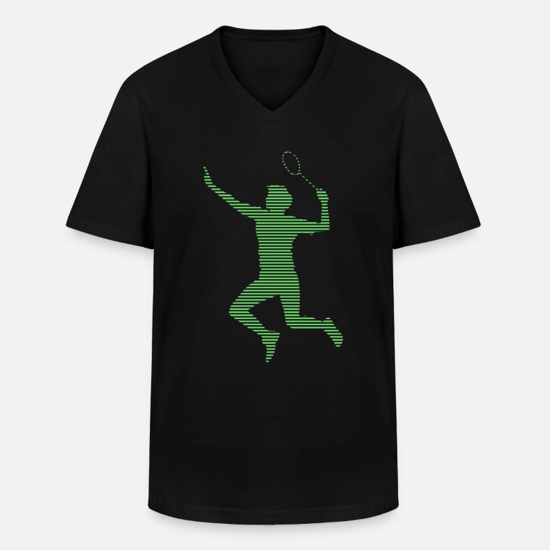 Badminton - Männer-T-Shirt mit V-Ausschnitt - Schwarz