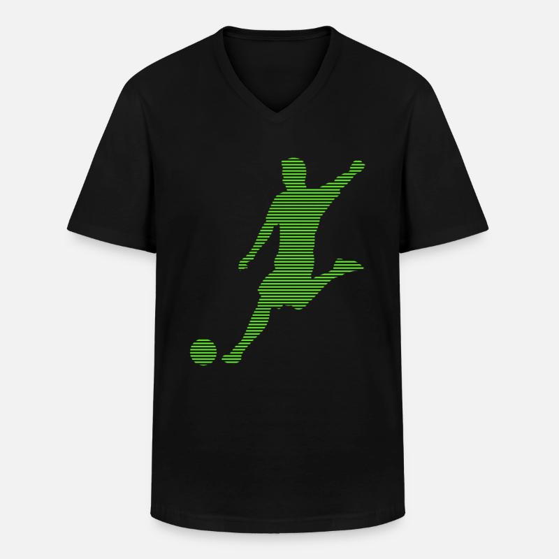 Fußball - Männer-T-Shirt mit V-Ausschnitt - Schwarz