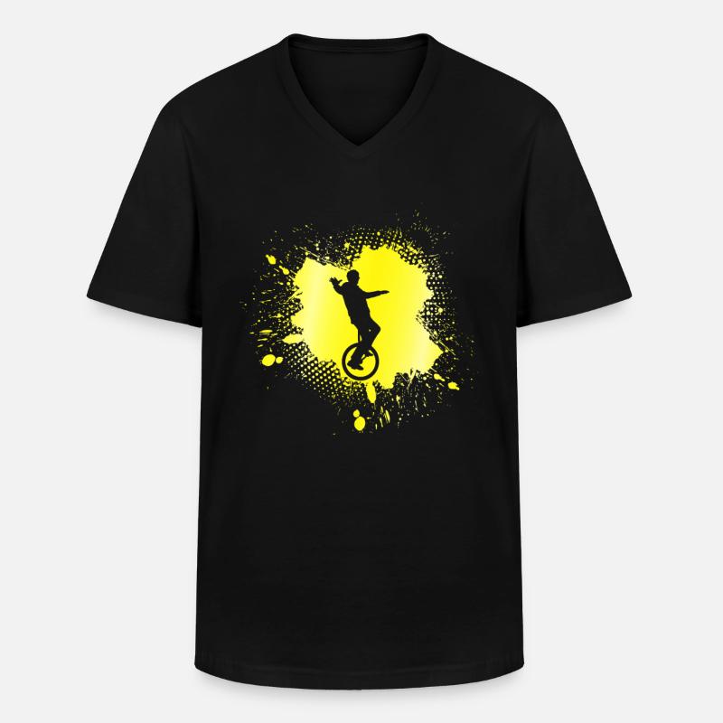 Einrad - Männer-T-Shirt mit V-Ausschnitt - Schwarz