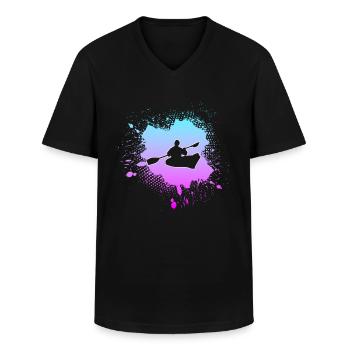 Canoeing - Men's V-Neck T-Shirt - black - Front - AI Model Male 178 dark (178cm)