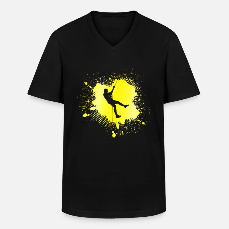 klettern - Männer-T-Shirt mit V-Ausschnitt - Schwarz
