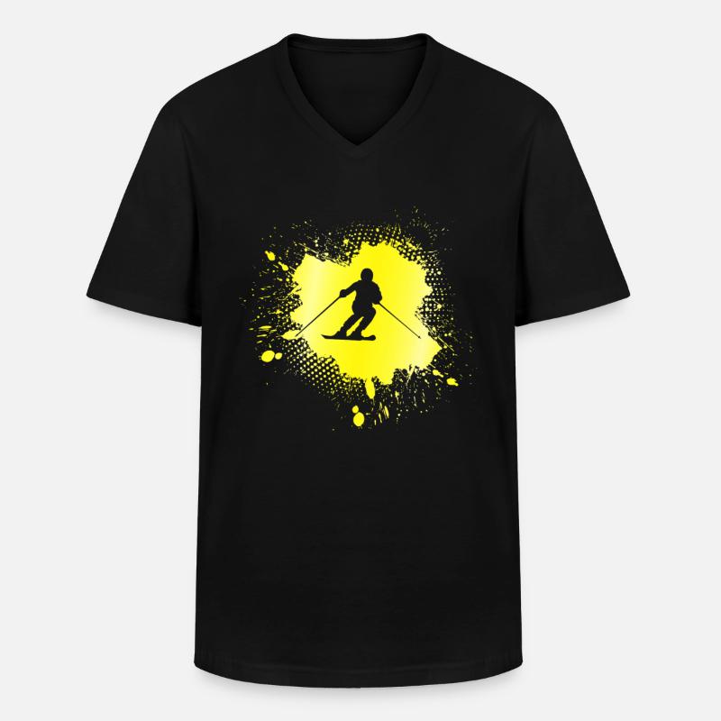 Ski - T-shirt col V Homme - noir