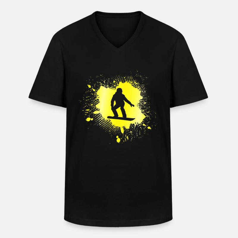 Snowboarding - Männer-T-Shirt mit V-Ausschnitt - Schwarz