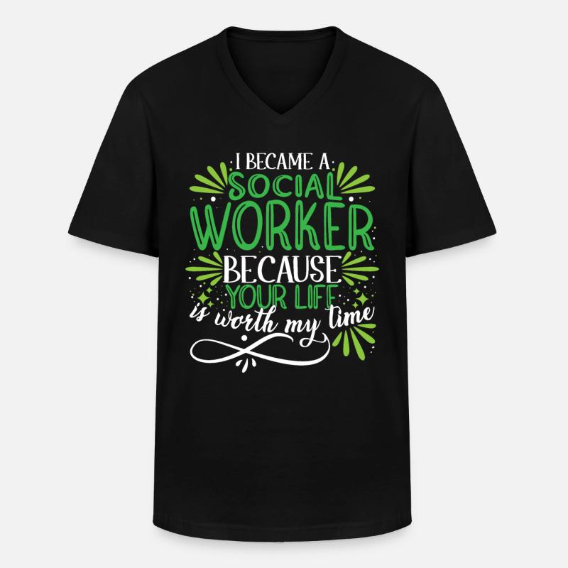 Ich wurde Sozialarbeiter - Männer-T-Shirt mit V-Ausschnitt - Schwarz