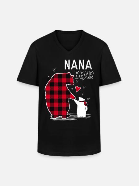 Nana Bear - Men's V-Neck T-Shirt - black