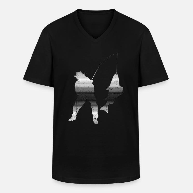 Angeln - Männer-T-Shirt mit V-Ausschnitt - Schwarz