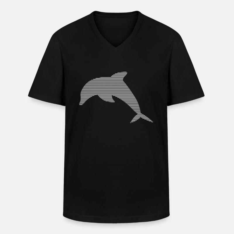 Delfin - Männer-T-Shirt mit V-Ausschnitt - Schwarz