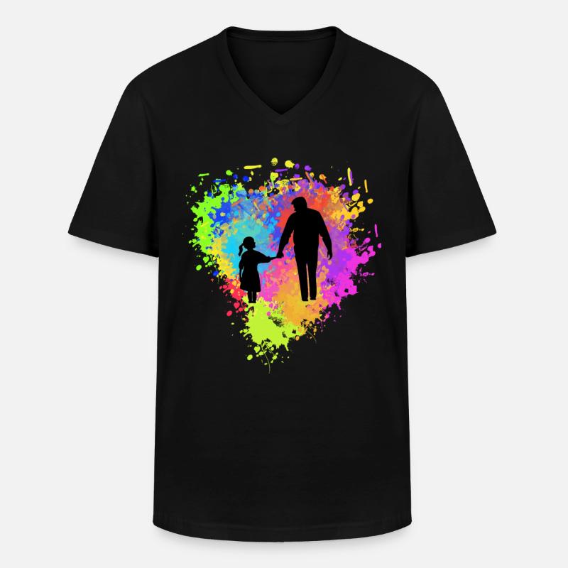 Vater und Tochter - Männer-T-Shirt mit V-Ausschnitt - Schwarz