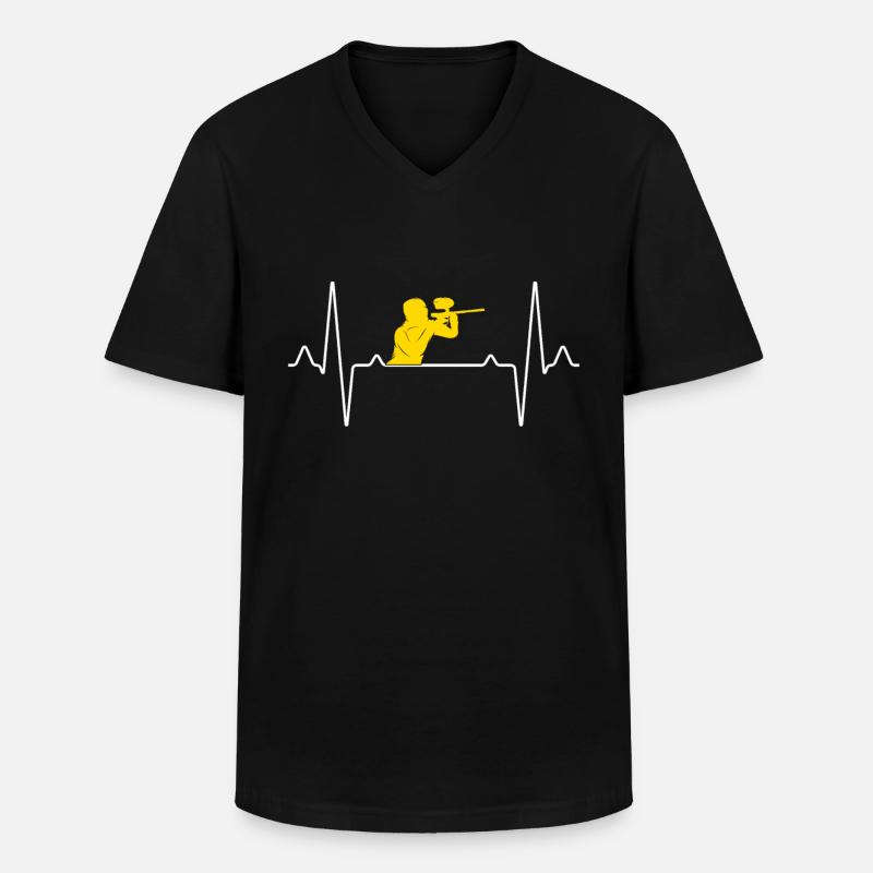 Paintball Herzschlag - Männer-T-Shirt mit V-Ausschnitt - Schwarz