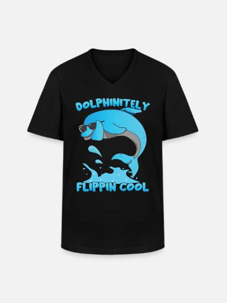 Dabbing Dolphin - T-shirt col V Homme - noir