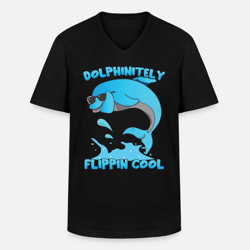 Dupping Delfin - Männer-T-Shirt mit V-Ausschnitt - Schwarz