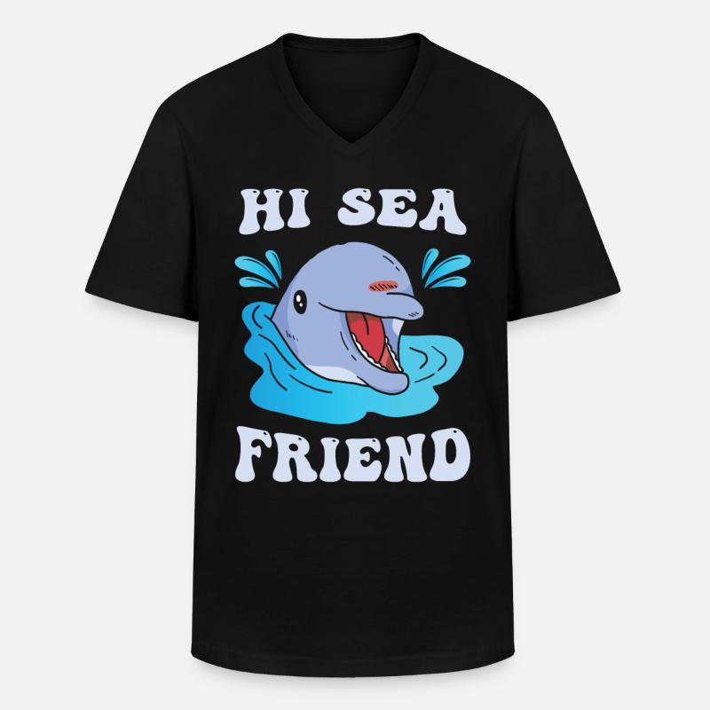 Niedlicher Delfin - Männer-T-Shirt mit V-Ausschnitt - Schwarz
