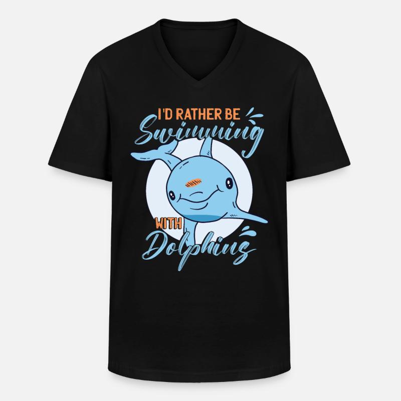 Kinder Delfin - Männer-T-Shirt mit V-Ausschnitt - Schwarz