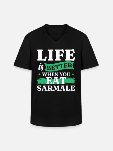 Eat Sarmale | Romanian Food - Men's V-Neck T-Shirt - black