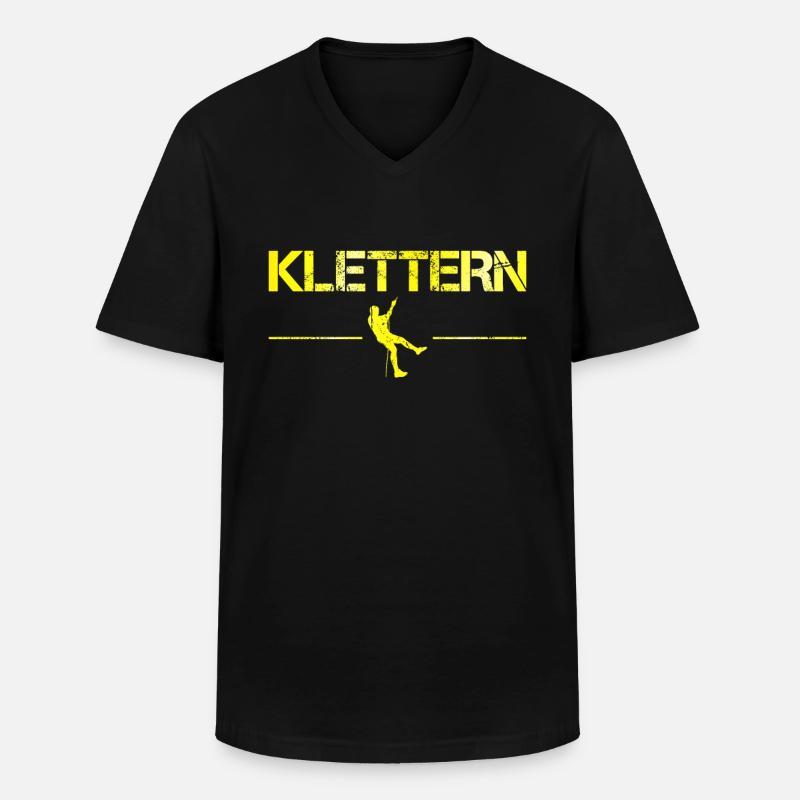 Klettern - Männer-T-Shirt mit V-Ausschnitt - Schwarz
