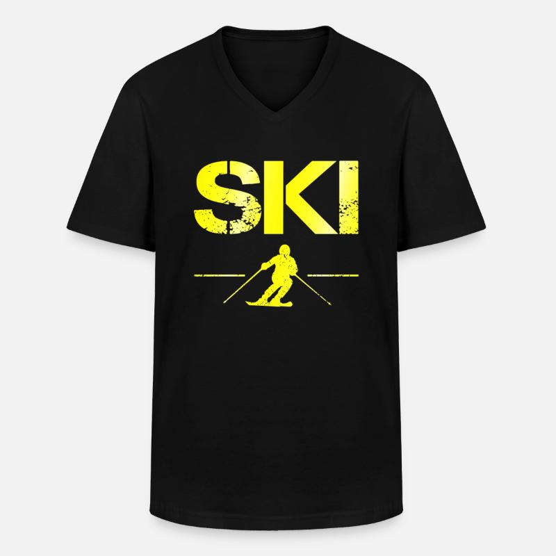 Ski - Männer-T-Shirt mit V-Ausschnitt - Schwarz