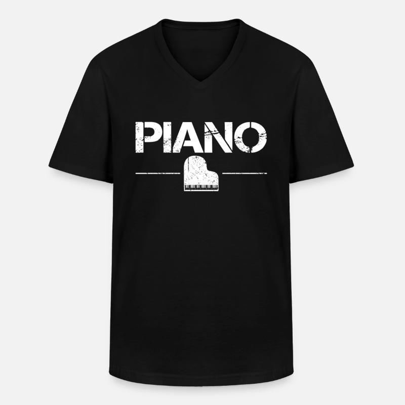 Klavier - Männer-T-Shirt mit V-Ausschnitt - Schwarz